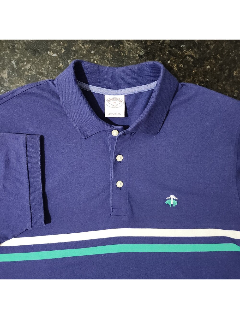 Brooks Brothers Striped Colorblock Polo Shirt Preppy Golf Classic Mens Medium